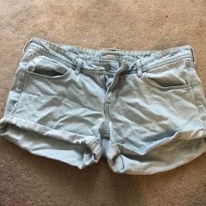 Light wash denim shorts